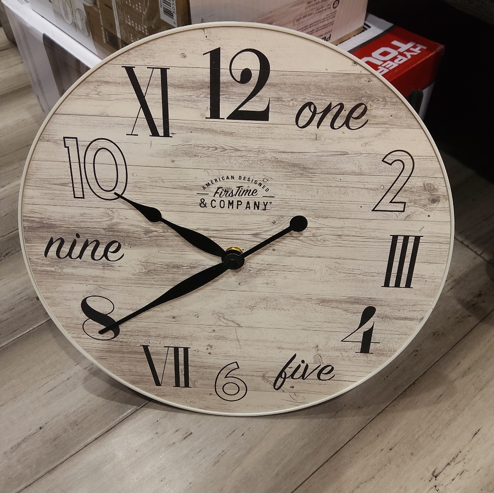 Rustic Faux Wood Clock - 12" - Picture 4 of 4